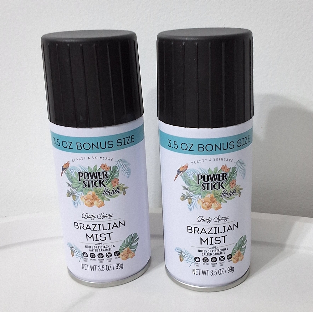 Power Stick For Her Brazilian Mist Body Spray, 3.5 OZ, Bundle of Two, NEW